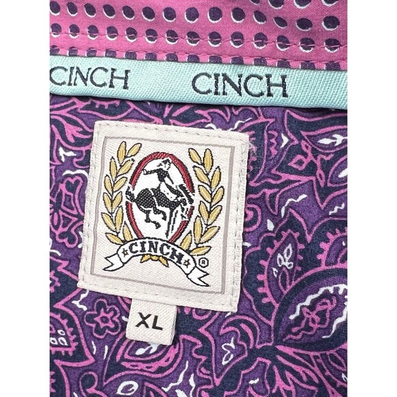 Cinch Shirt Mens XL Purple Paisley Button Down Flip Cuff  Western Cowboy Rodeo - Picture 15 of 16